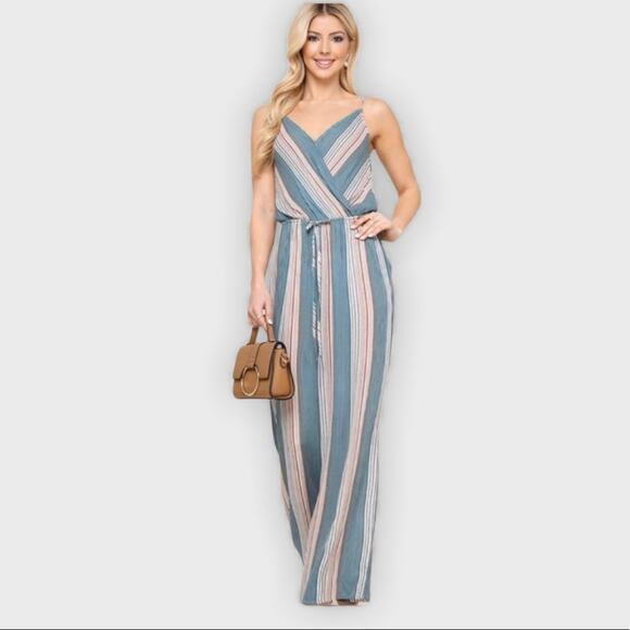 Wide Leg Stripe Jumpsuit - Picture 5 of 5